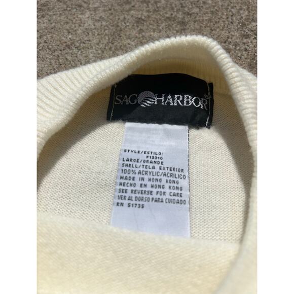 Vintage Sag Harbor Cream Mock Neck Acrylic Boxy Knit Sweater Size Large - Picture 4 of 5